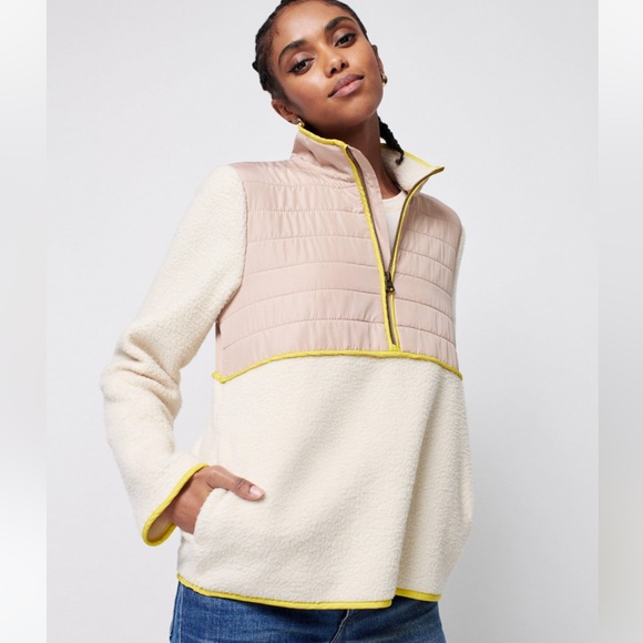Faherty Jackets & Blazers - Faherty Large Cobble Hill Popover Fleece 1/4 Zip Cream